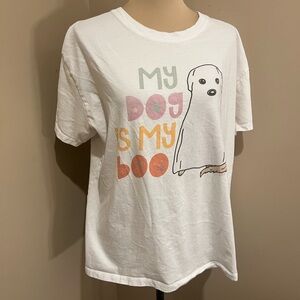 Callie Danielle White 'My Dog is My Boo' T-Shirt, size Large